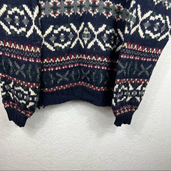 Vintage Green Tag J.Crew 100% Wool Snowflake Pattern Knit Sweater - Picture 2 of 9